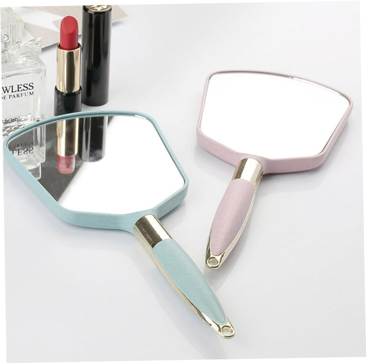 WRITWAA Handheld Vanity Mirror with Ergonomic Handle