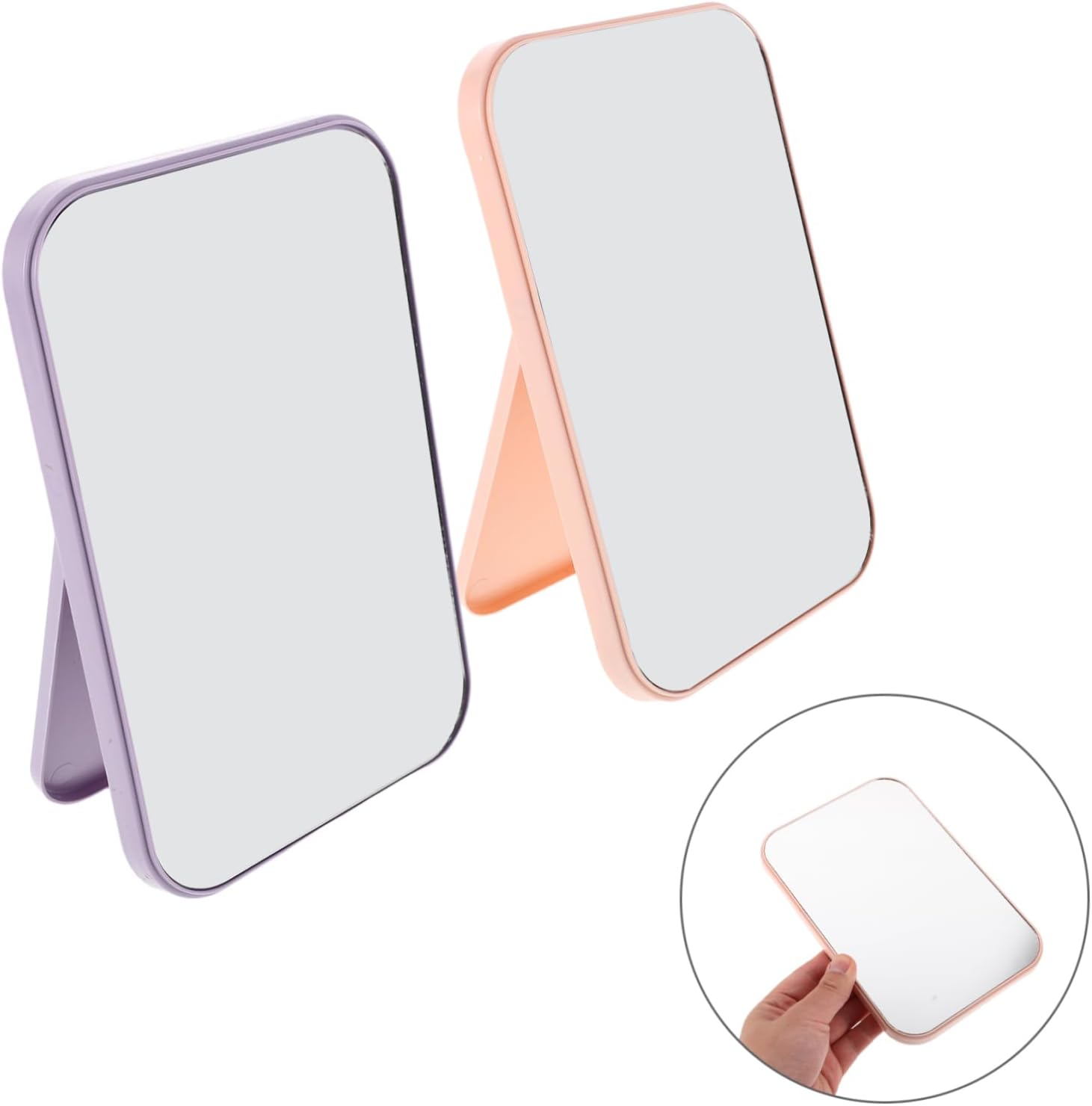 NOLITOY 2pcs Portable Makeup Mirror with Stand 1