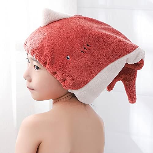 Foyadi Hair Drying Towel for Kids Girls Cute Cartoon Red