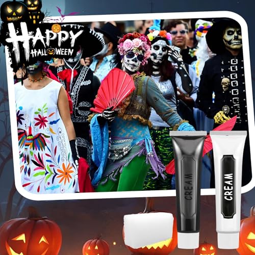 XMXueMei Black White Face Paint Kit with Brushes 1