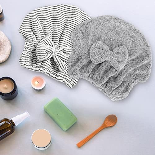2 Pack Microfiber Towel Caps with 2 Combs for Curly Hair