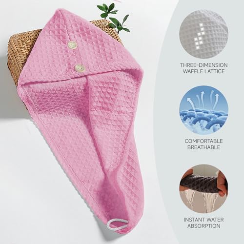 MaopaoBeauty Microfiber Waffle Hair Towel for Women Girls