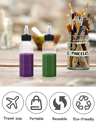 20 Pcs 2oz Clear Squeeze Bottles with Twist Top Cap