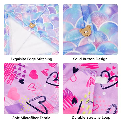 RETON 4 Pack Microfiber Hair Towels for Kids Girls Women