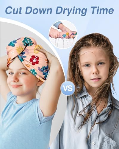 Akkya Microfiber Hair Towel Wrap 2 Pack Cute Cartoon Print