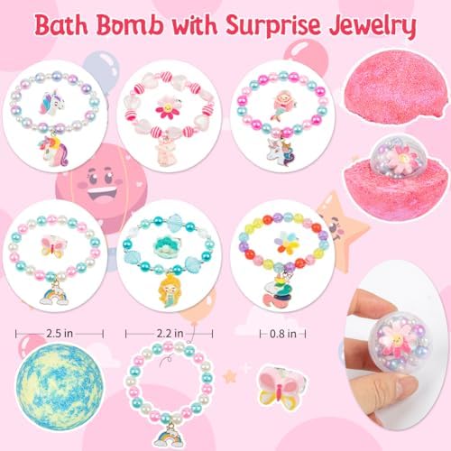 6 Surprise Bath Bombs for Kids with Jewelry