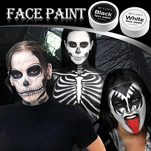 Oygcee Black White Body Paint Makeup Kit for Halloween SFX