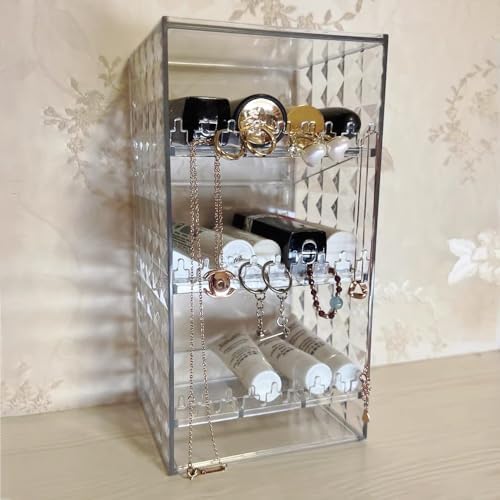 Himilucky Jewelry Organizer with 3 Shelves and Hooks 1