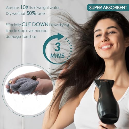 JEFFSUN 6 Pack Face Washcloths 2 Pack Hair Drying Towels