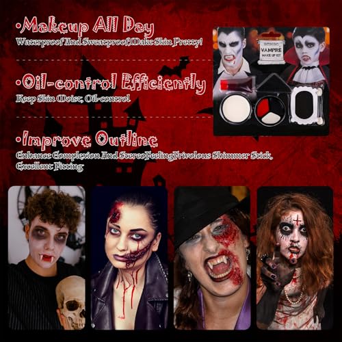 SOMGKIN Halloween Body Paint Set with Vampire Teeth and Fake Blood