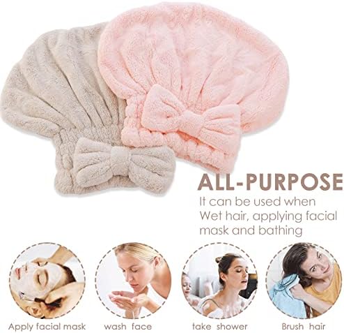 AEVBSOY 2 Pack Microfiber Hair Drying Caps for Women