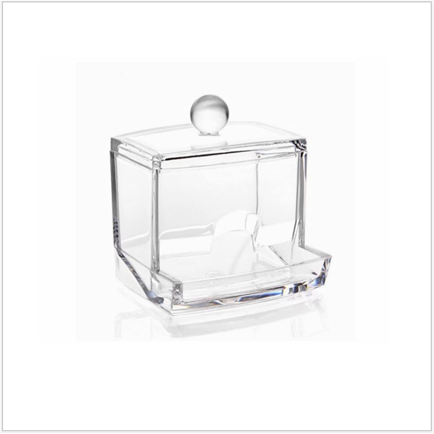 Clear Acrylic Storage Holder for Cotton Swabs and Makeup Accessories