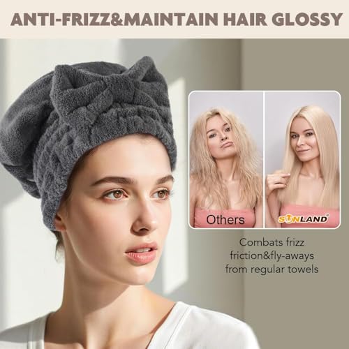 SUNLAND 2 Pack Large Microfiber Hair Drying Caps