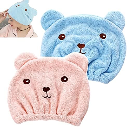 Anller 2 Pack Hair Drying Cap for Kids Girls