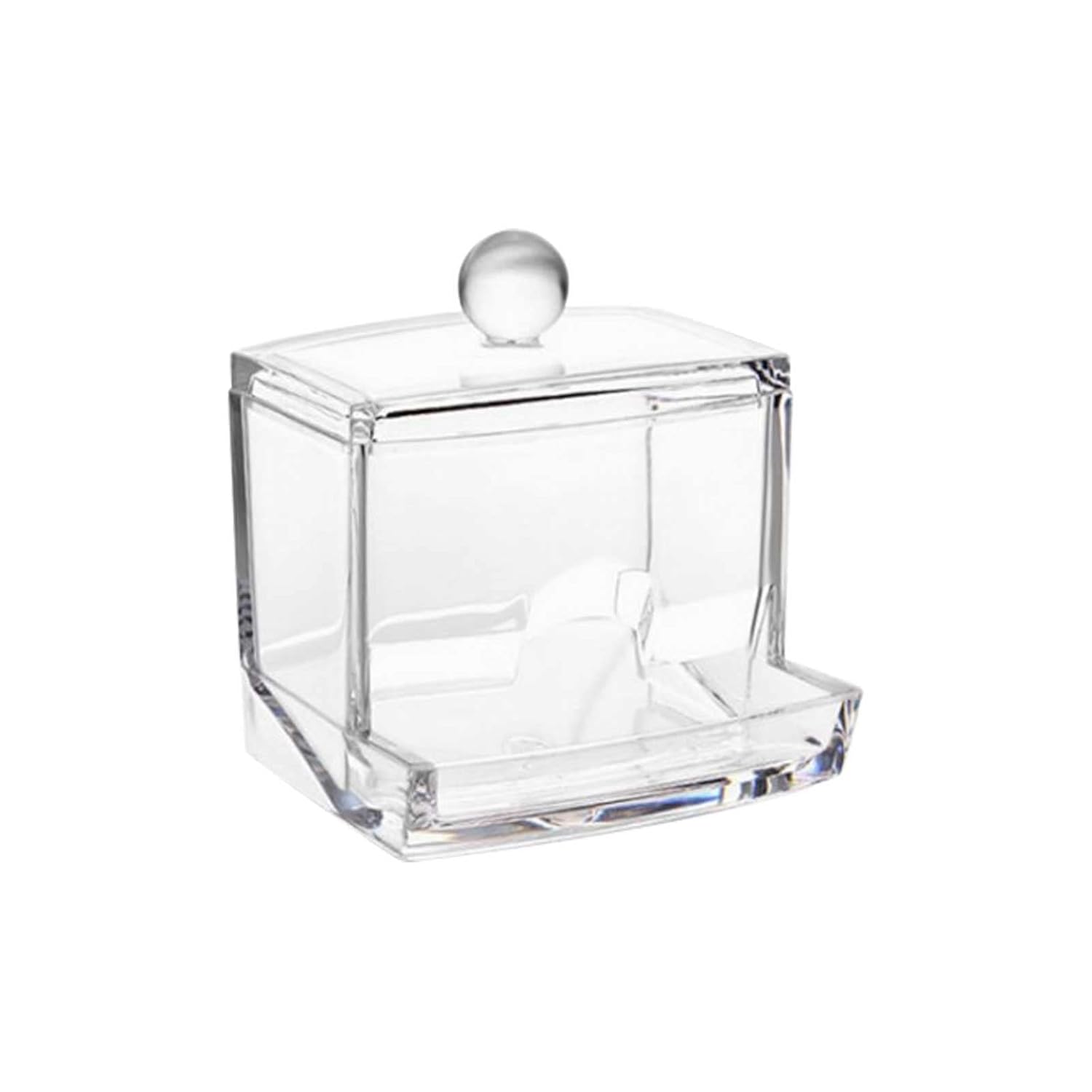 Clear Acrylic Storage Holder for Cotton Swabs and Makeup Accessories