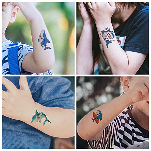 COKOHAPPY Shark Temporary Tattoos 54pcs Ocean Party Decor