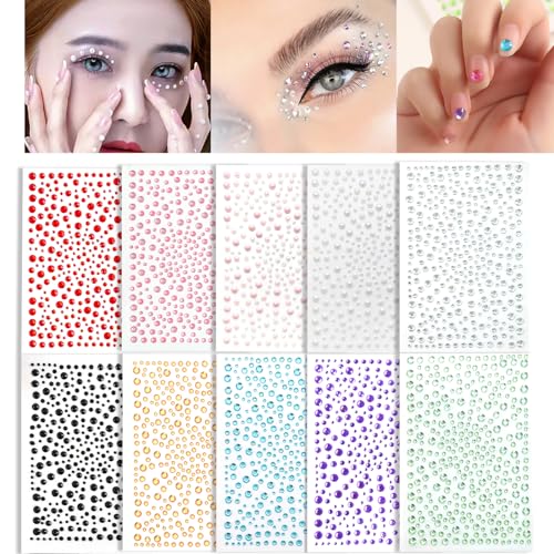 3250 Pcs Self Adhesive Face Gems Rhinestone Stickers for Make-Up DIY