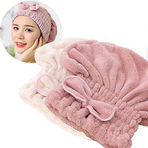 Jseng 2PC Microfiber Hair Drying Caps Extra Soft Ultra Absorbent