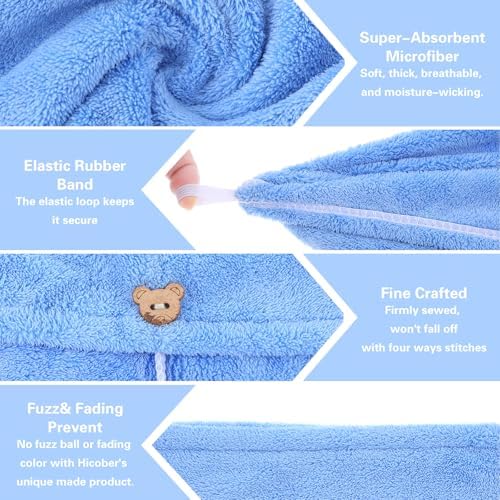 MAQUITA 6pcs Microfiber Hair Drying Towels 24x60cm