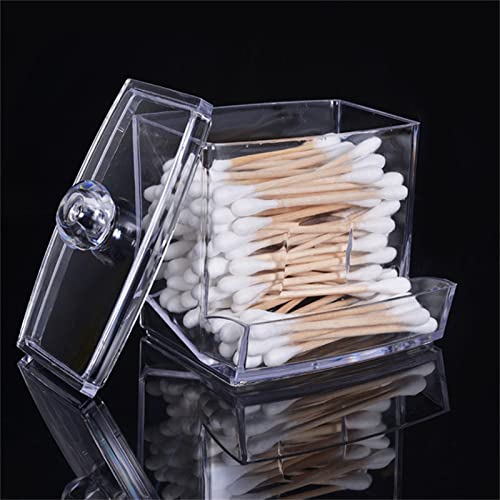 Clear Acrylic Storage Holder for Cotton Swabs and Makeup Accessories