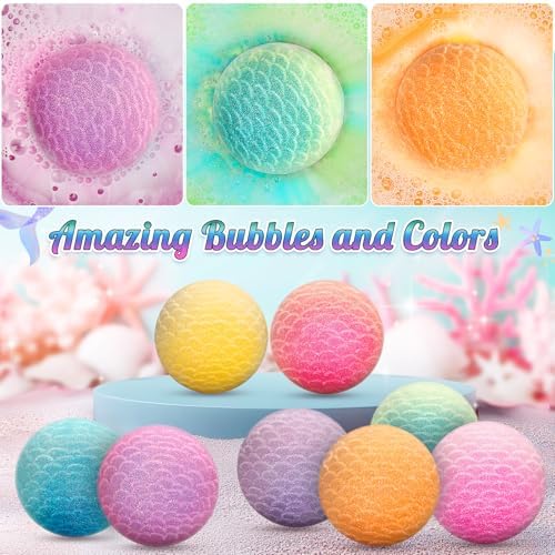 Ellinjan Mermaid Bath Bombs for Kids 8PCS Surprise Toys