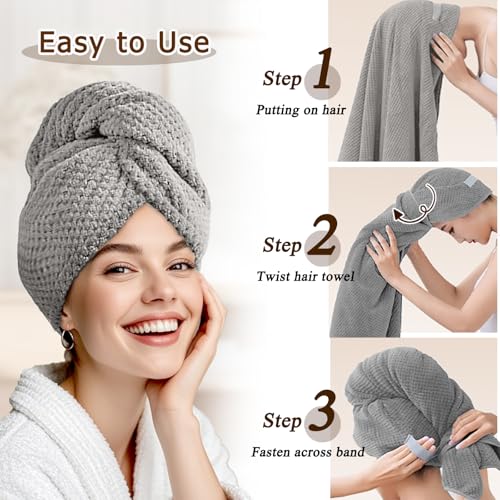 Netcken Extra Large Microfiber Hair Towel for Women