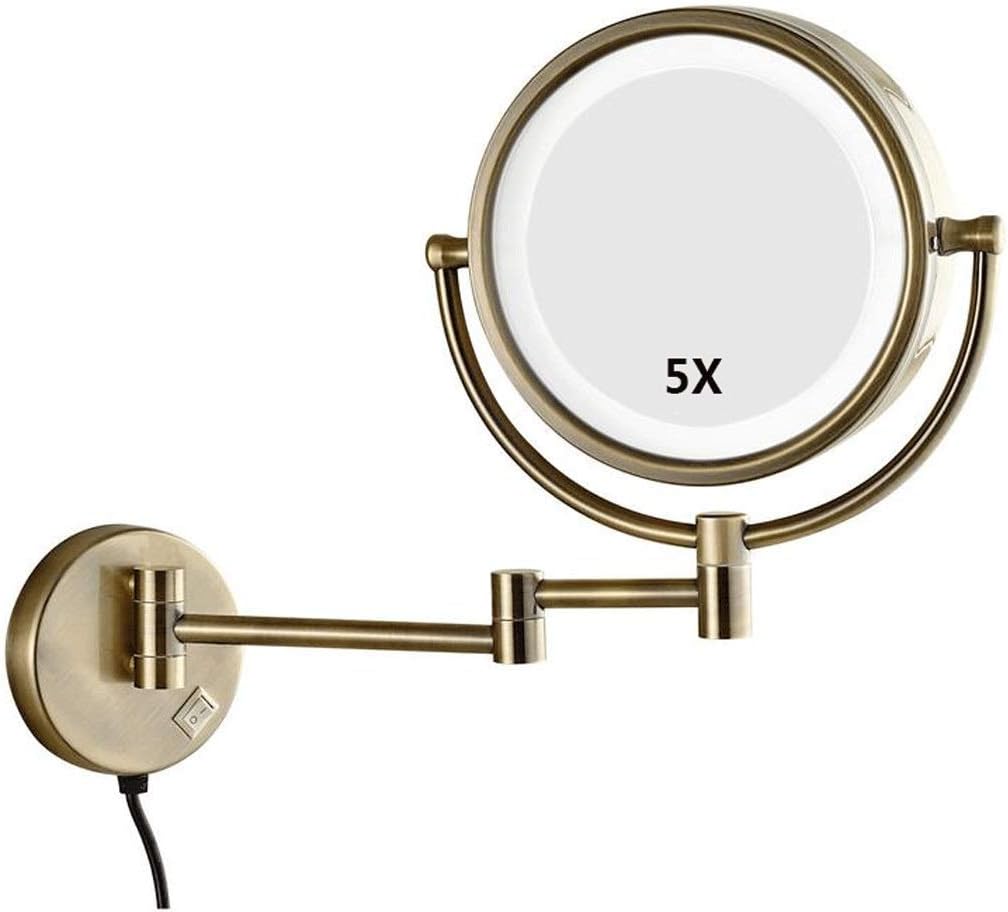 DEIHGE 5X Magnification LED Makeup Mirror Wall Mounted