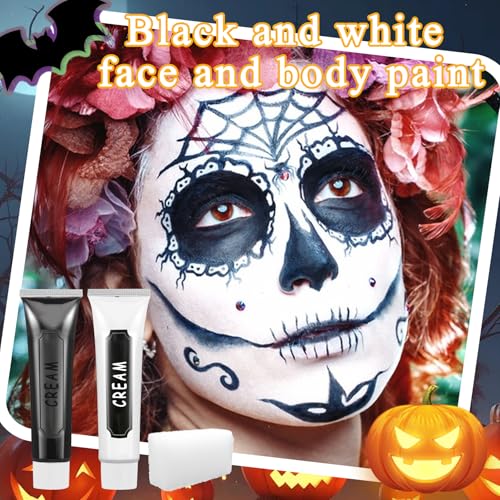 XMXueMei Black White Face Paint Kit with Brushes 1