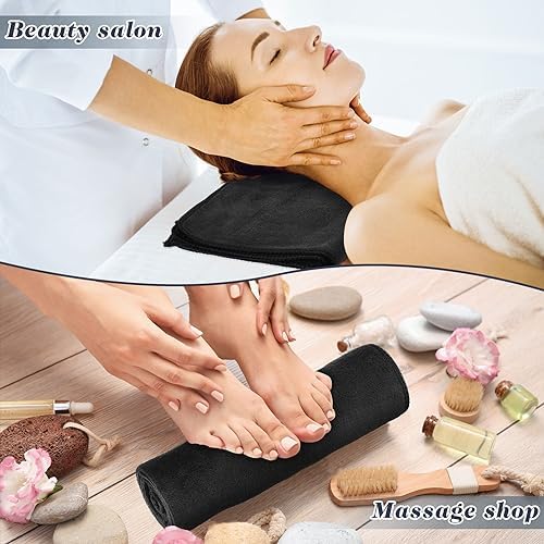 Newwiee 100pcs Large Black Microfiber Salon Towels