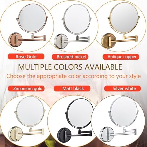 8 Wall Mounted Makeup Mirror 3X5X10X Magnification Double-Sided