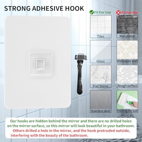 Fogless Shower Mirror with 2 Hooks Large 102x78in