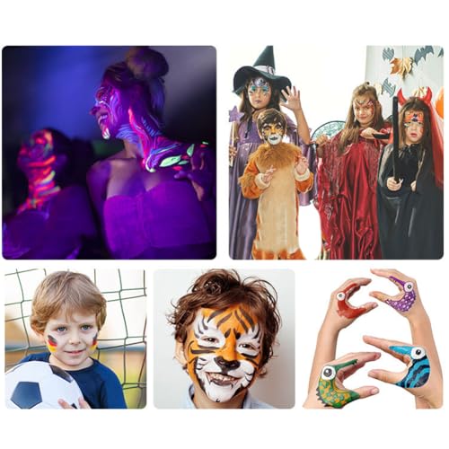 SIQITECHNO 6Pcs UV Glow Face Paint Crayons for Halloween Party