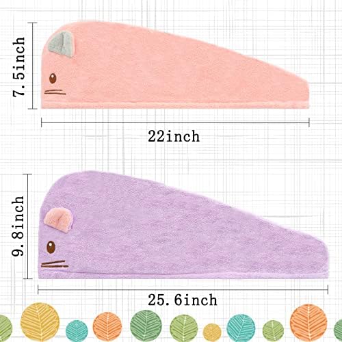 Whaline 2 Pack Quick Dry Hair Towel for Parent and Child