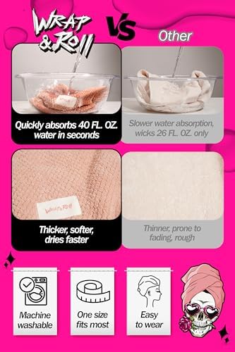 Wrap Roll Microfiber Hair Towel - Pink