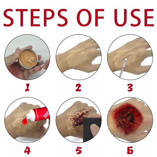Topcent Fake Blood Gel and Scar Wax Halloween Makeup Set