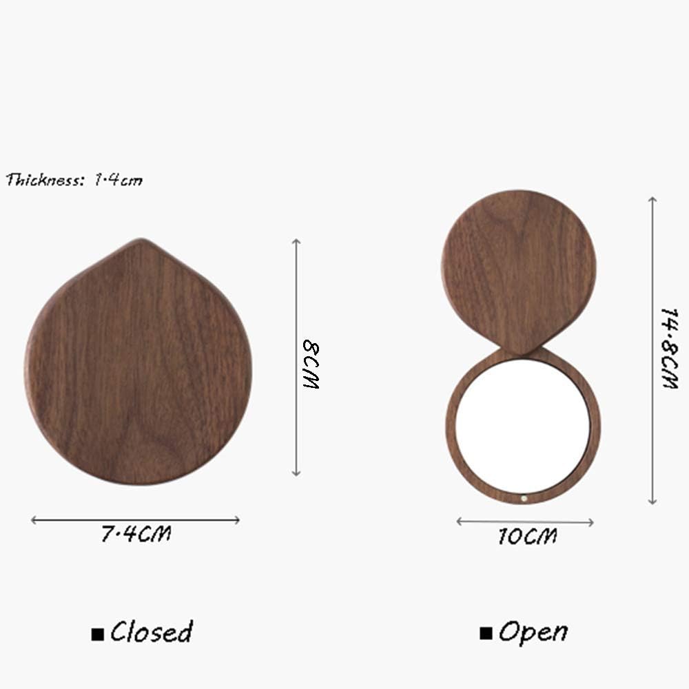 VinAmy Portable Makeup Mirror with Peach Wood Frame