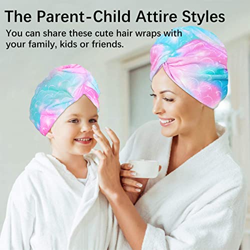 RETON 4 Pack Microfiber Hair Towels for Kids Girls Women