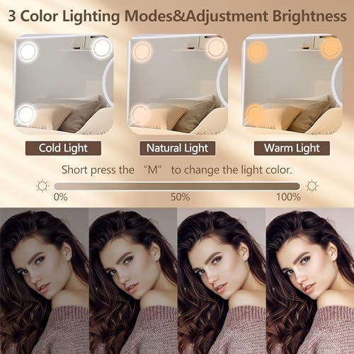 SLIMOON 14x12 Lighted Makeup Mirror with 9 LED Bulbs and 10X Magnification