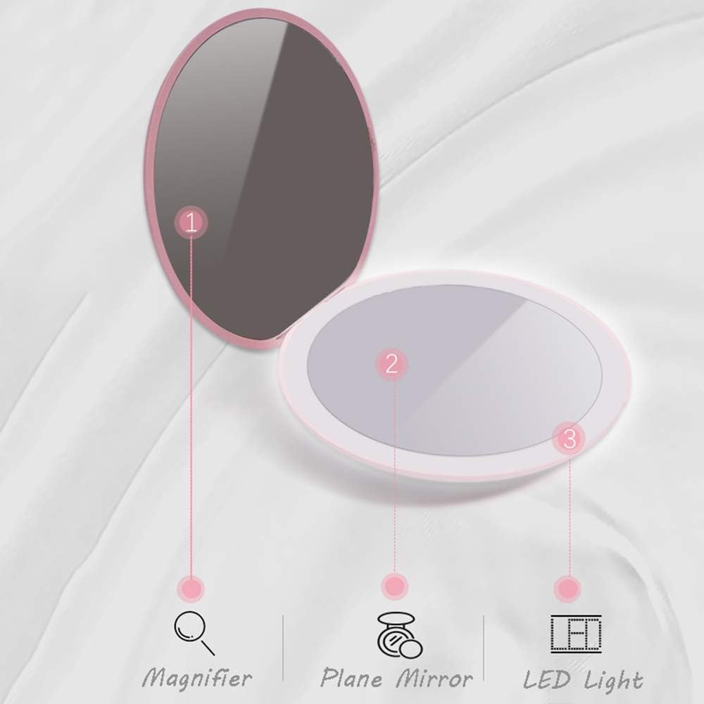 LED Makeup Mirror USB Charging Portable Double 2X Magnifier