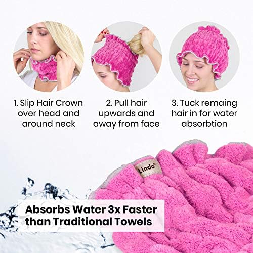 Lindo Hair Crown - Fast Drying Ultra Soft Microfiber Towel Pink
