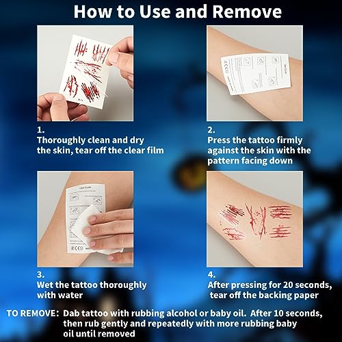 TsuperU Halloween Scar Tattoos Fake Wounds Sticker