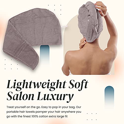 Aspen5 Extra Large Waffle Cotton Hair Towel Wrap Grey