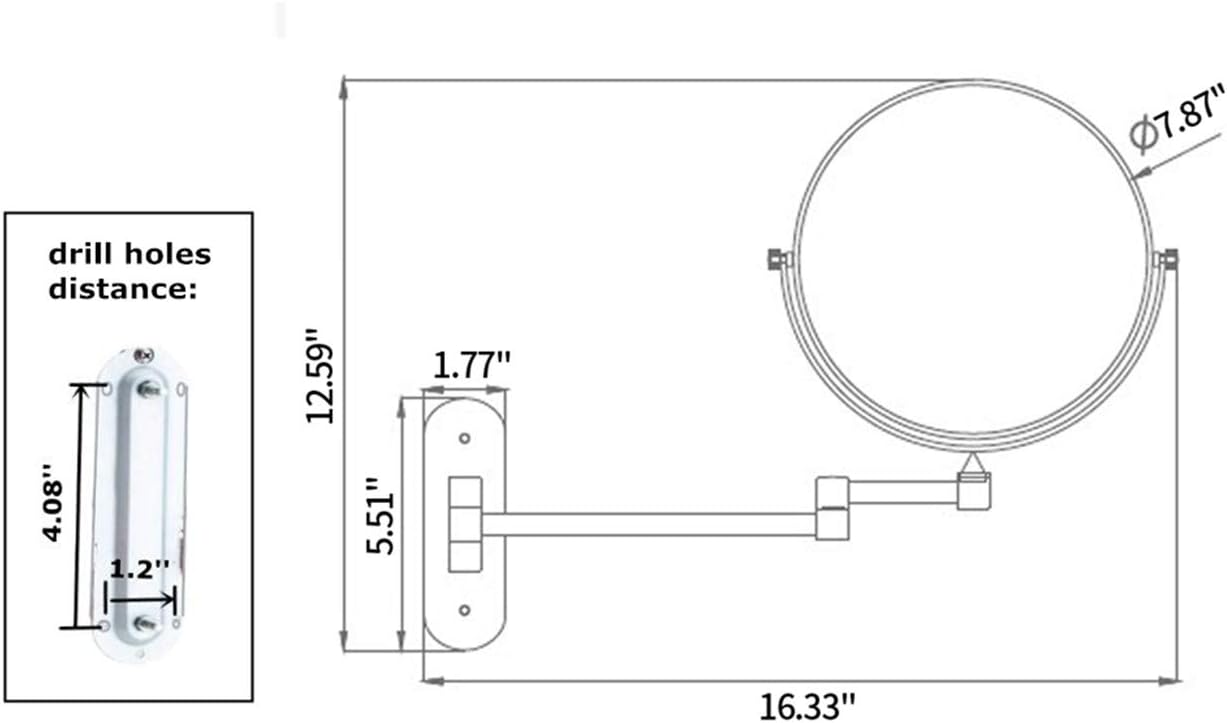 Gecious Double Sided Wall Mirror 10X Magnification Matte Black