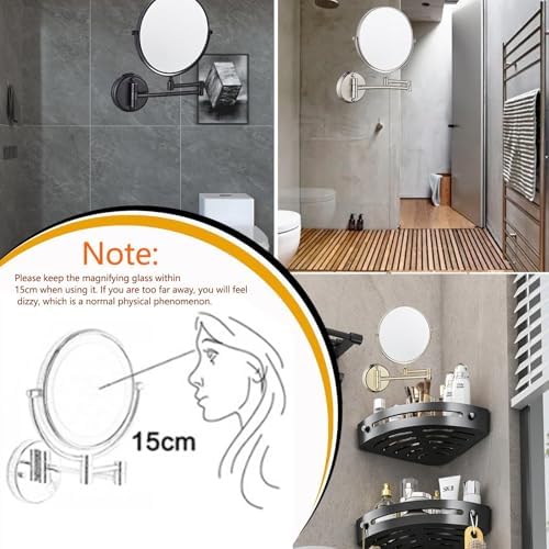 8 Wall Mounted Makeup Mirror 3X5X10X Magnification Double-Sided