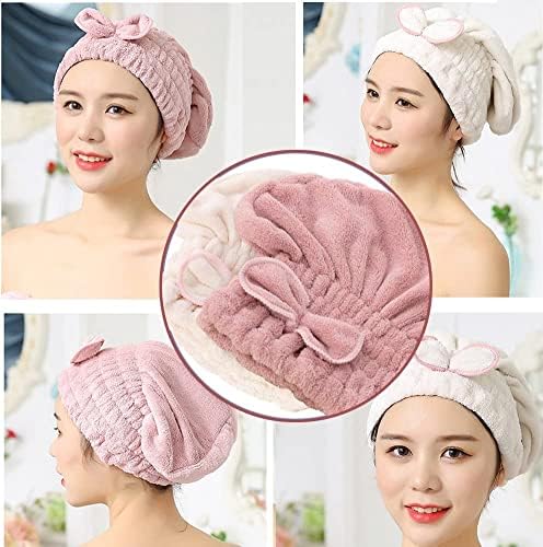 Jseng 2PC Microfiber Hair Drying Caps Extra Soft Ultra Absorbent