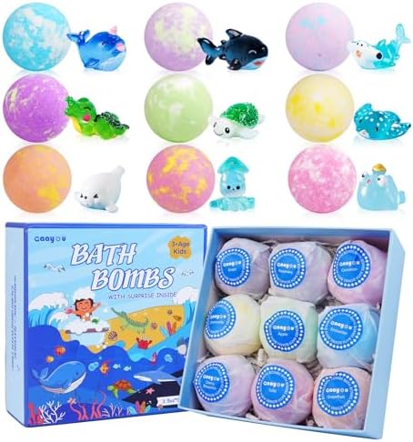 Gaayou Bath Bombs Gift Set - 9 Pack with Surprise Animal Toys