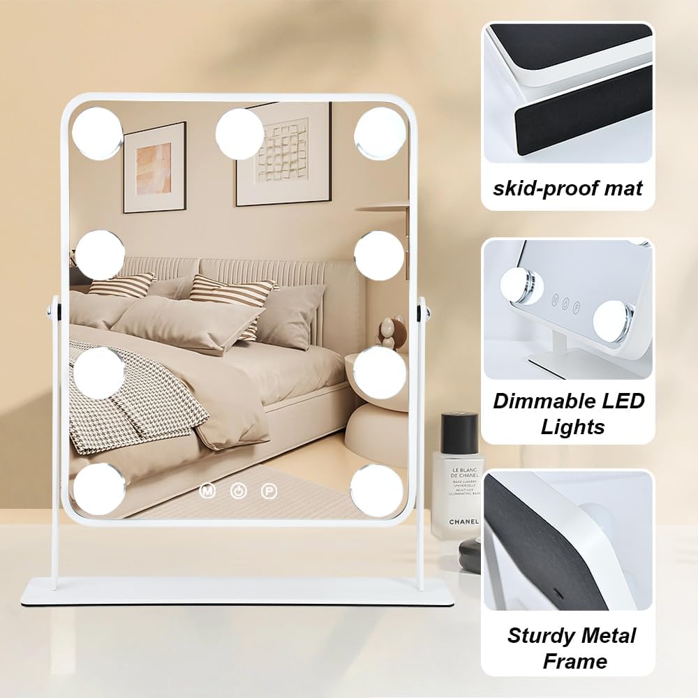 YEKKOPT Lighted Vanity Mirror with 9 LED Bulbs and 360 Rotation 1
