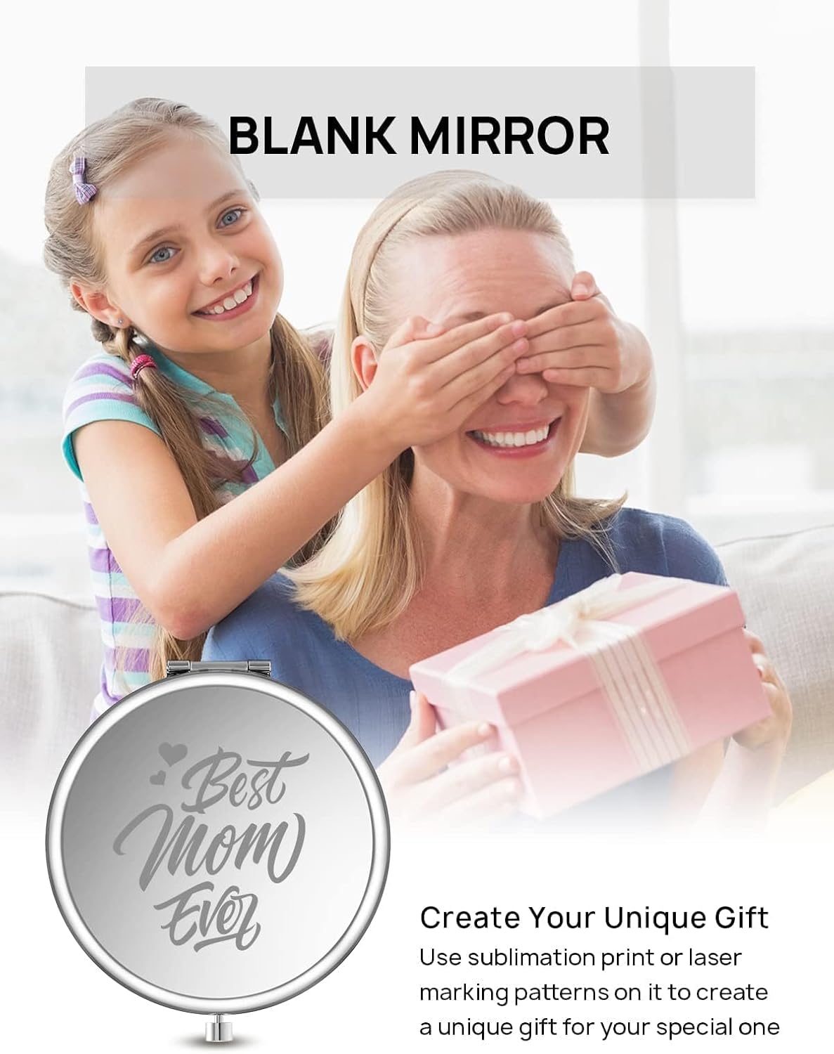 Compact Double-Sided Mirror for Purse with 1X2X Magnification