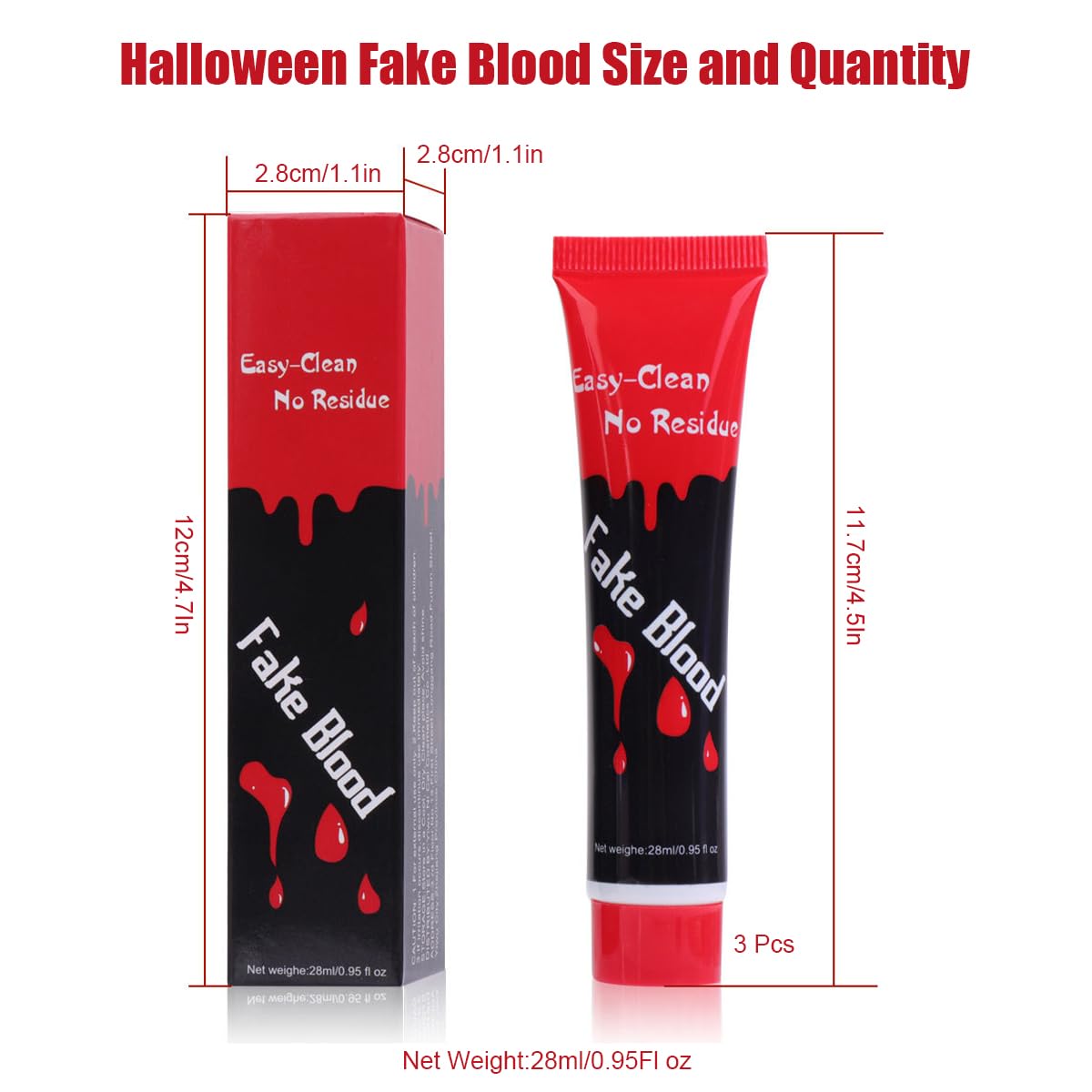 Wenrny Halloween Blood Makeup Kit 3 Pcs