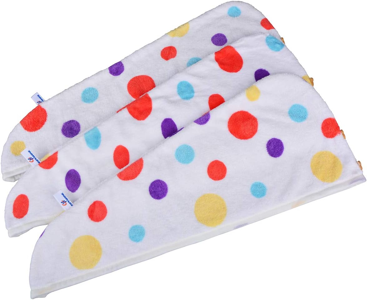 HOPESHINE Microfiber Hair Towel Wrap for Kids 3-Pack